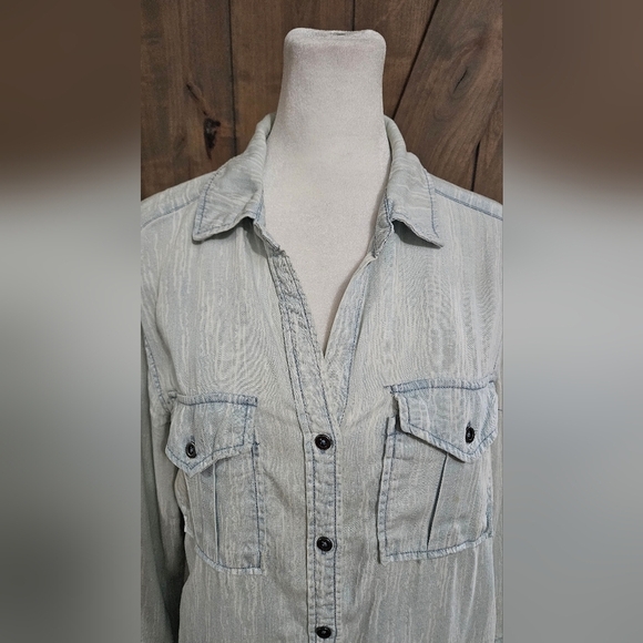 PHILOSOPHY Denim Tencel Button Down  Shirt Dress In Light Blue. Size Small - Picture 4 of 14